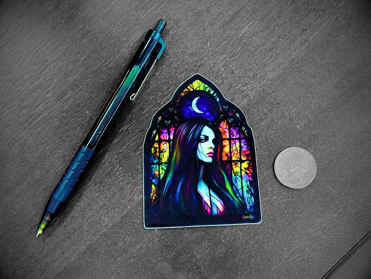 The Lady Awaits Premium Glossy Sticker - Driftless Enchantments