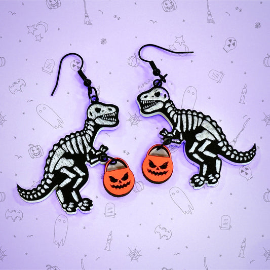 Trick or Treat Dinosaur Earrings - Driftless Enchantments