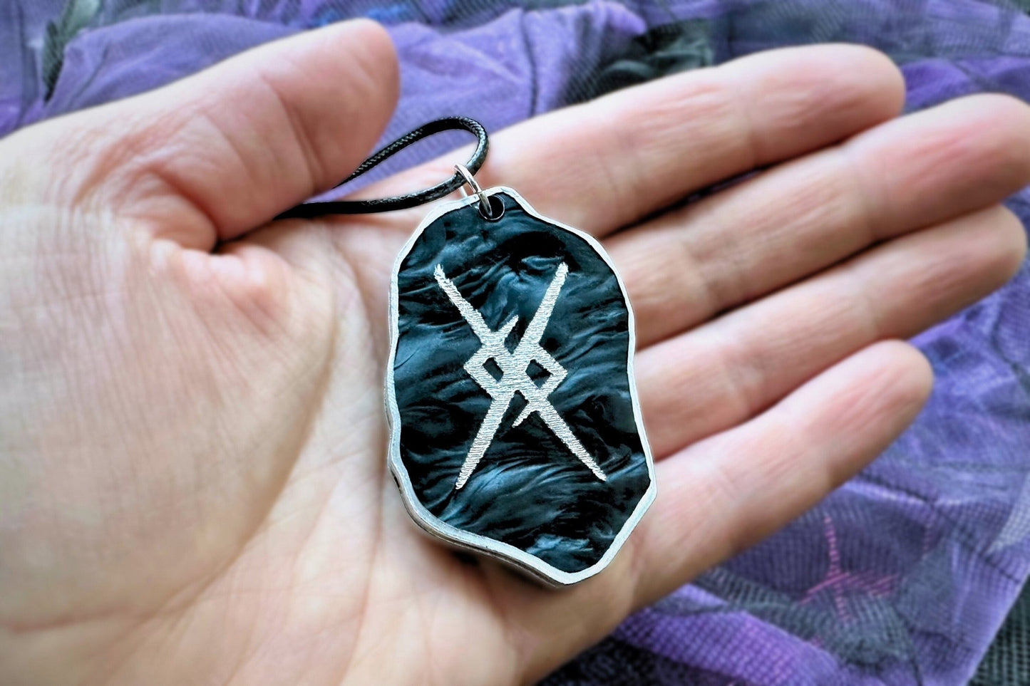 Viking Wedding Necklace Set - Eternal Love and Happy Marriage Runes, Customizable with Couple's Initials - Painted Raina