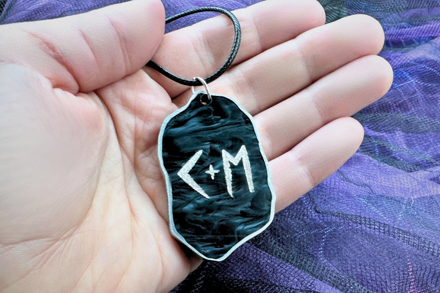 Viking Wedding Necklace Set - Eternal Love and Happy Marriage Runes, Customizable with Couple's Initials - Painted Raina