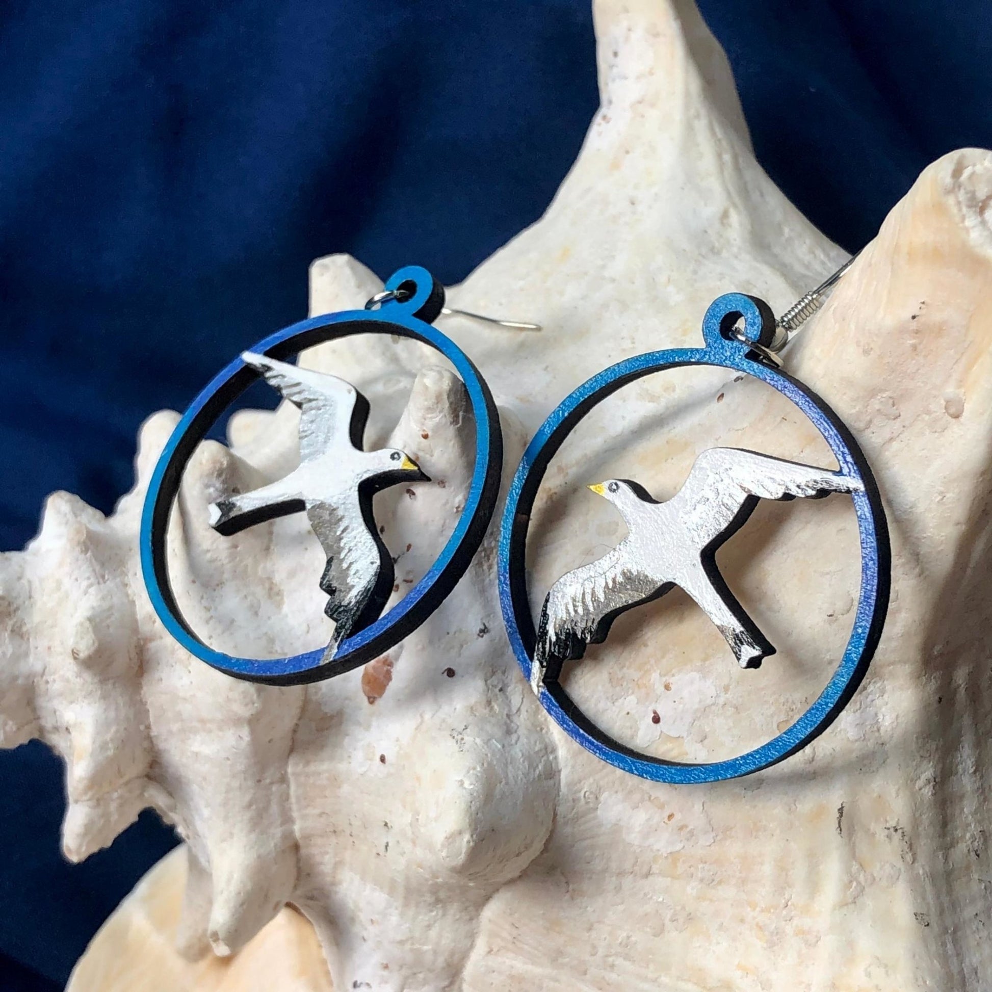 What a Gull - Hand-Painted Wood Earrings - Driftless Enchantments