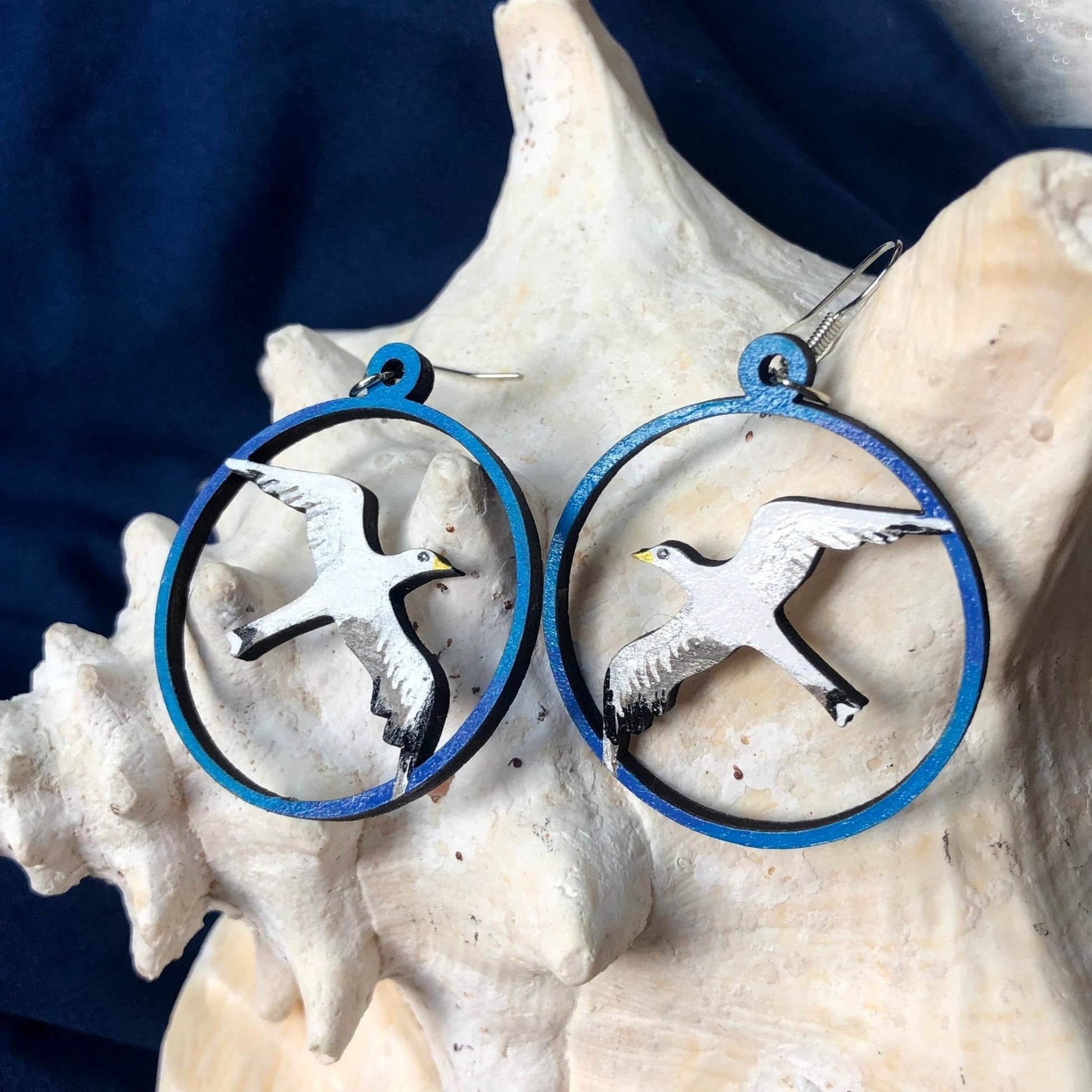 What a Gull - Hand-Painted Wood Earrings - Driftless Enchantments