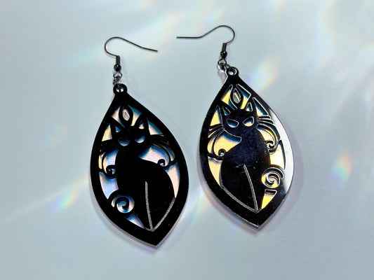 Black Cat | Black & Iridescent - Painted Raina