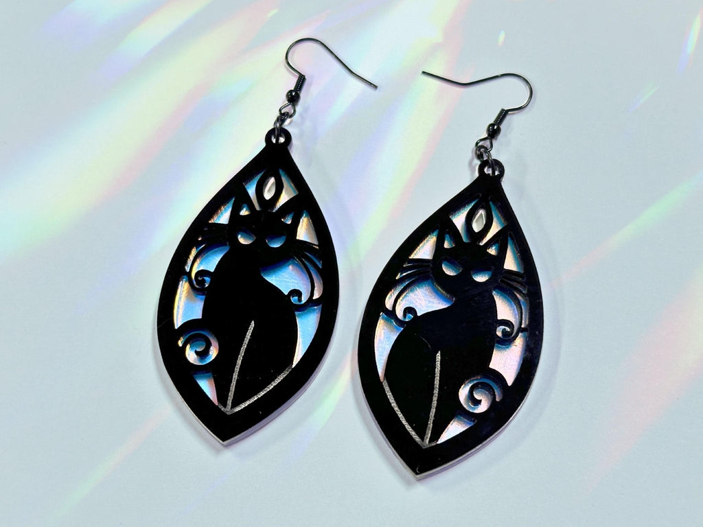 Black Cat | Black & Iridescent - Painted Raina