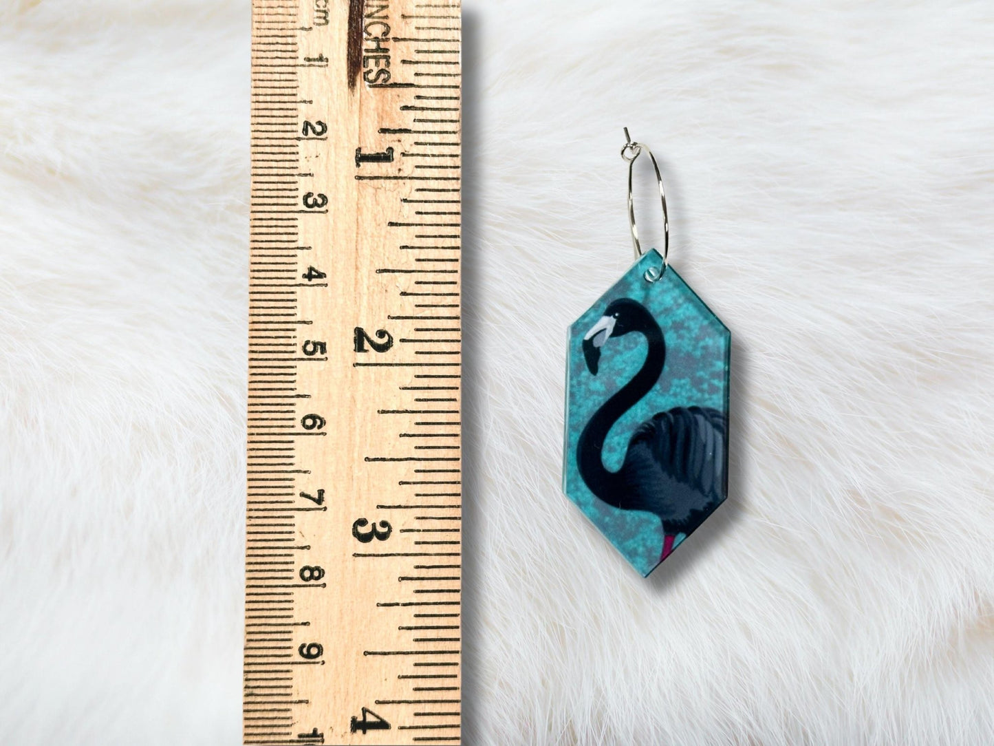 Black Flamingo Earrings - Painted Raina