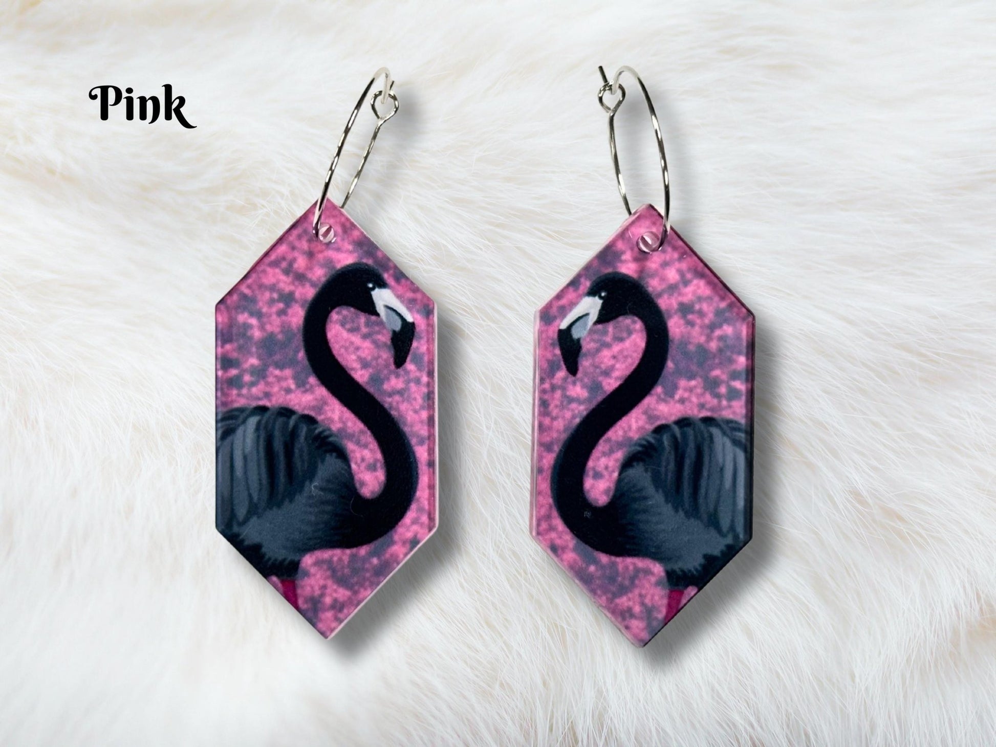 Black Flamingo Earrings - Painted Raina