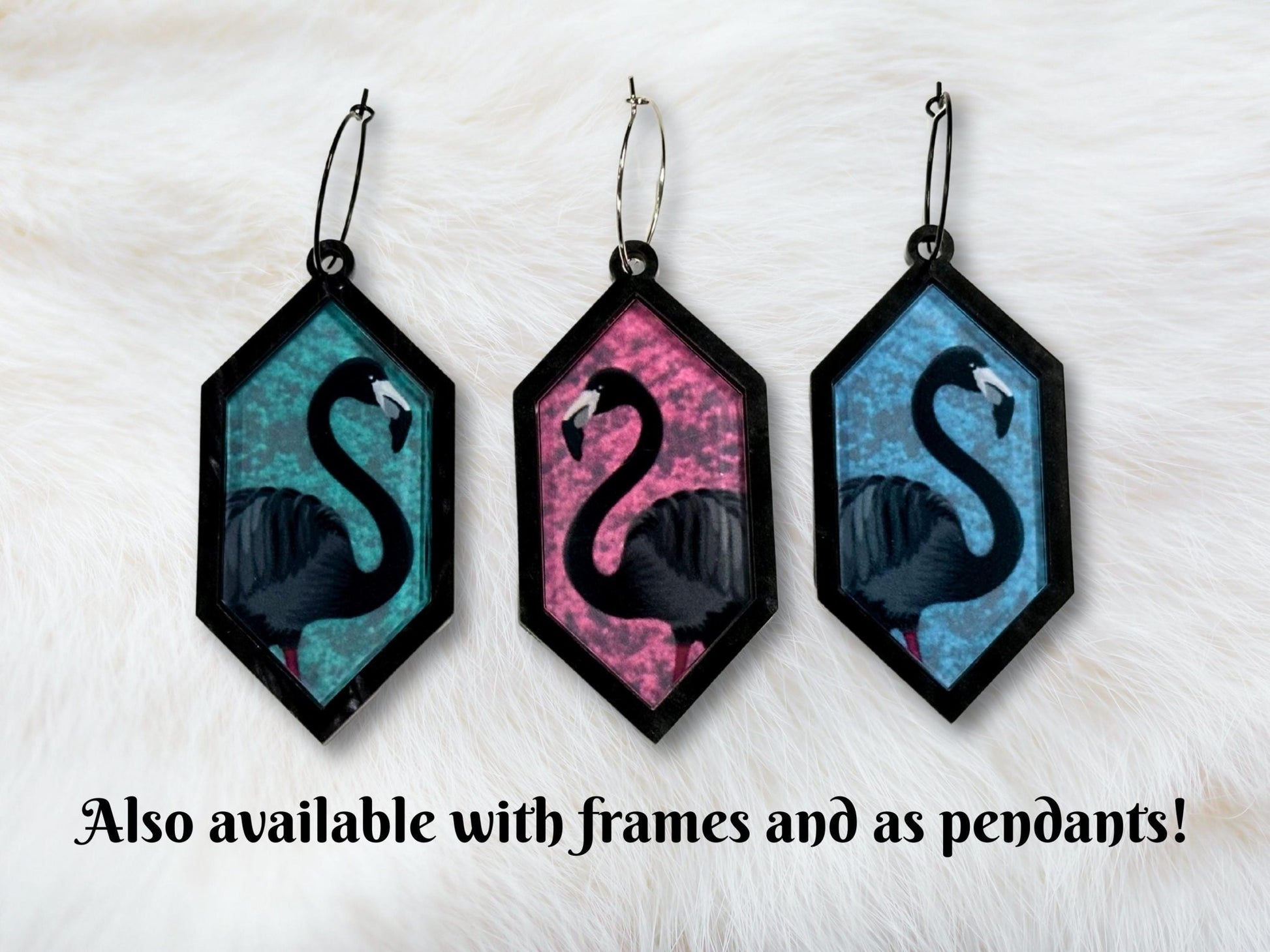 Black Flamingo Earrings - Painted Raina