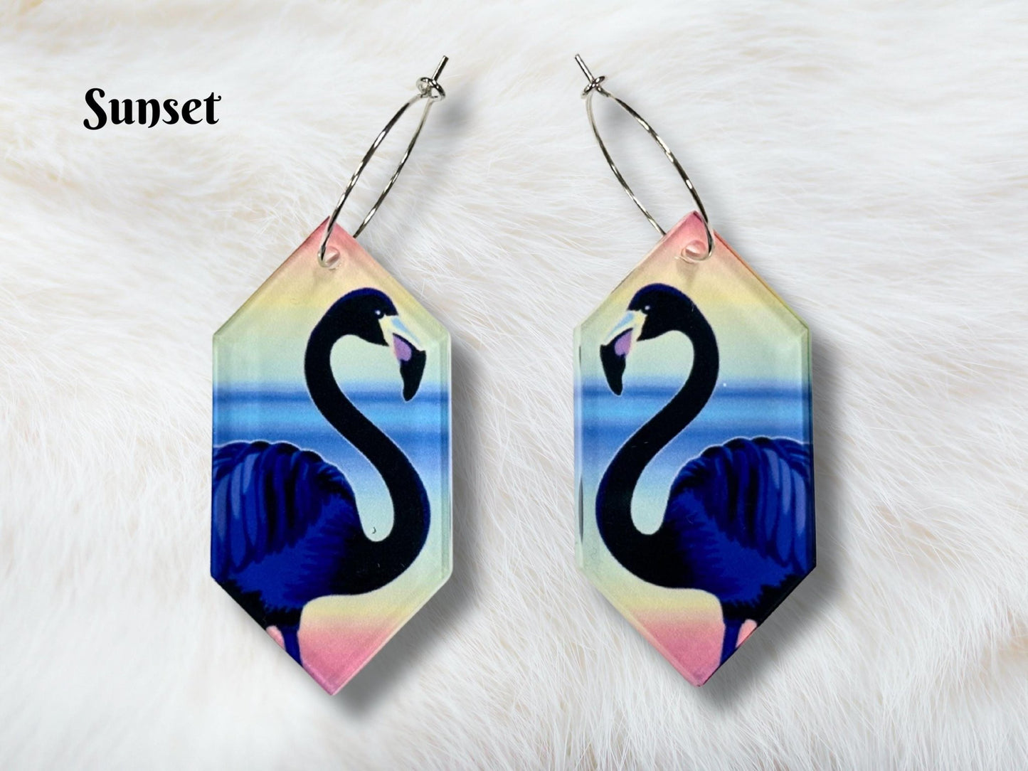 Black Flamingo Earrings - Painted Raina