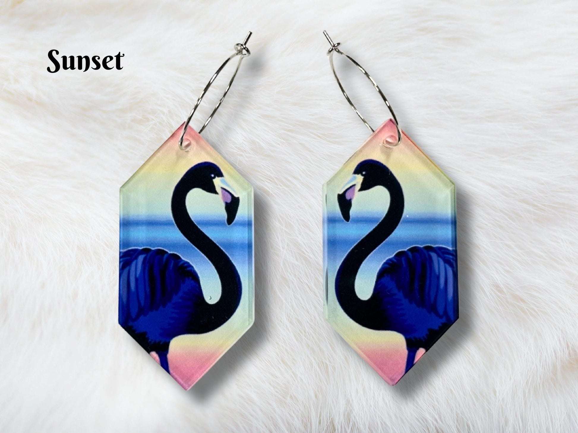 Black Flamingo Earrings - Painted Raina