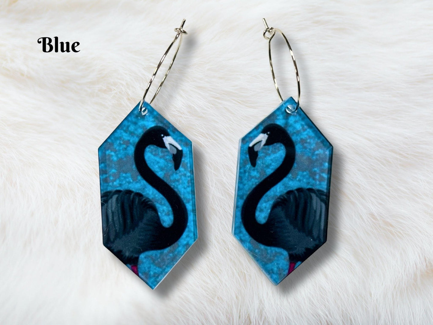 Black Flamingo Earrings - Painted Raina
