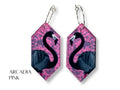 Arcadia Pink black flamingo geometric earrings
