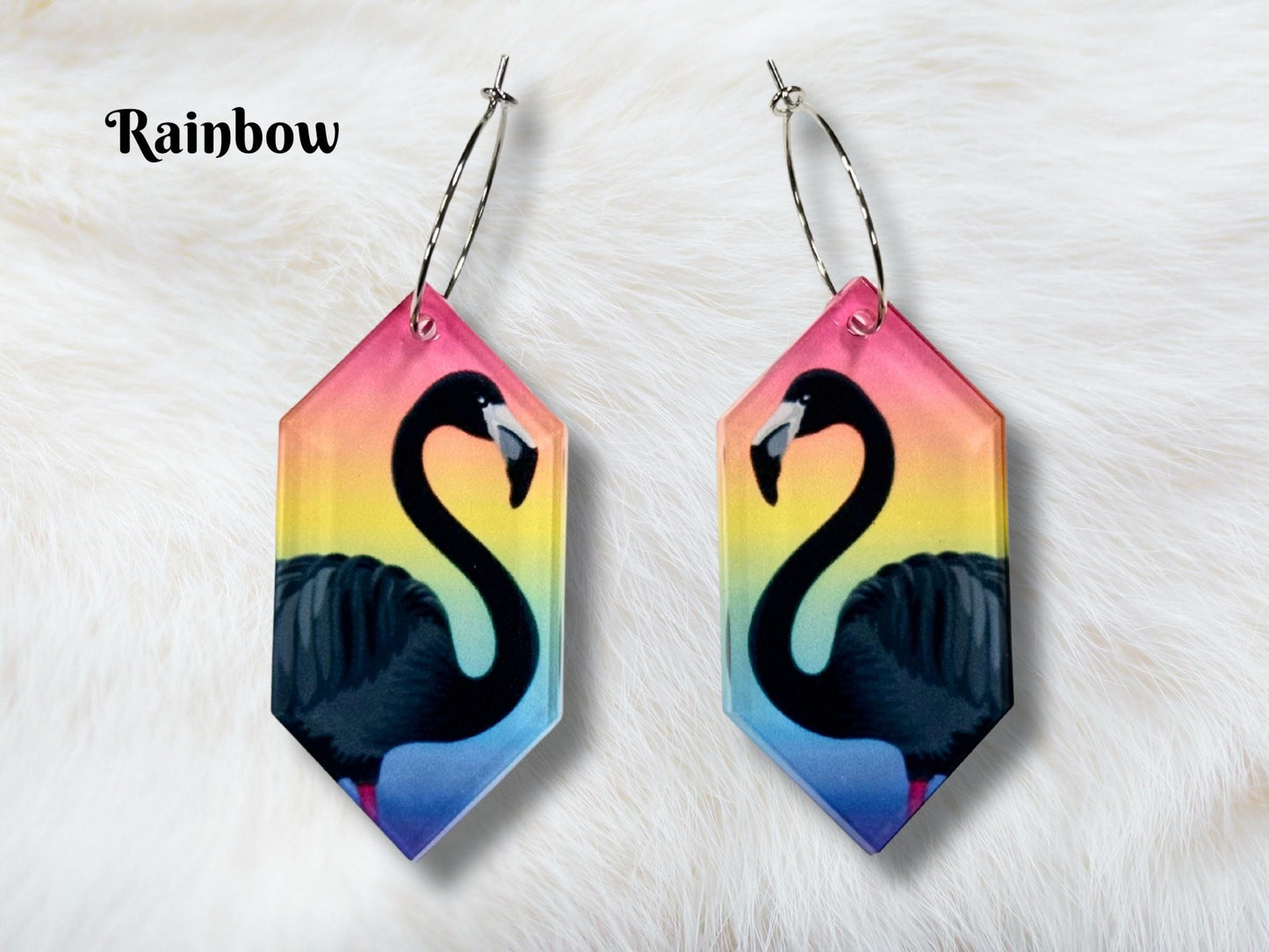 Black Flamingo Earrings - Painted Raina