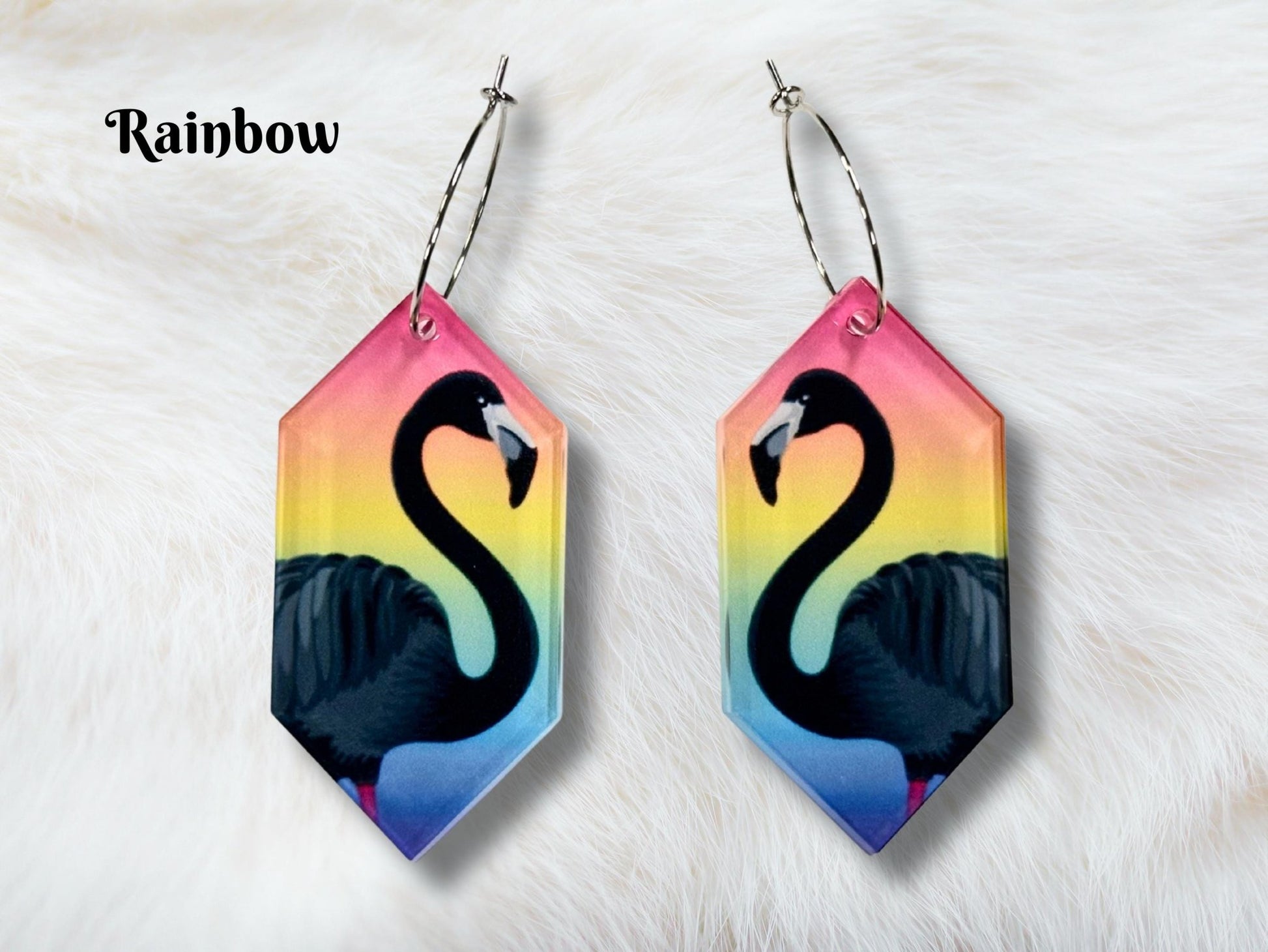 Black Flamingo Earrings - Painted Raina