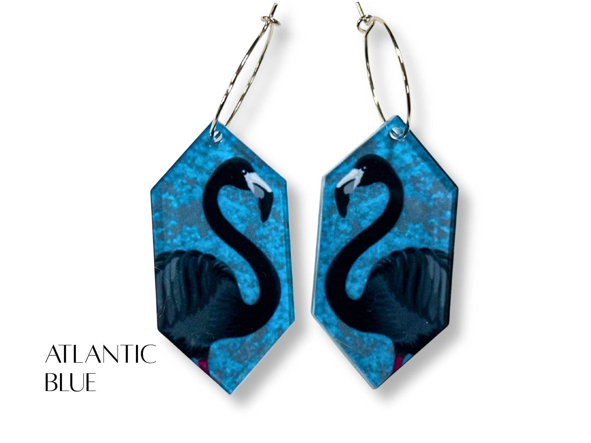 Atlantic Blue black flamingo geometric earrings