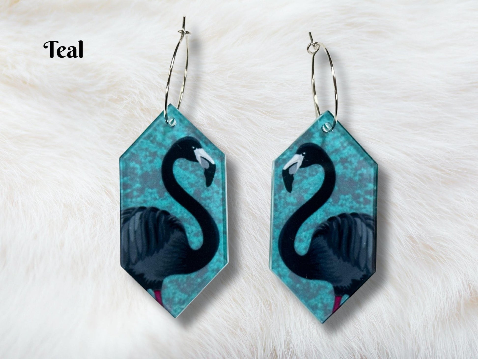 Black Flamingo Earrings - Painted Raina