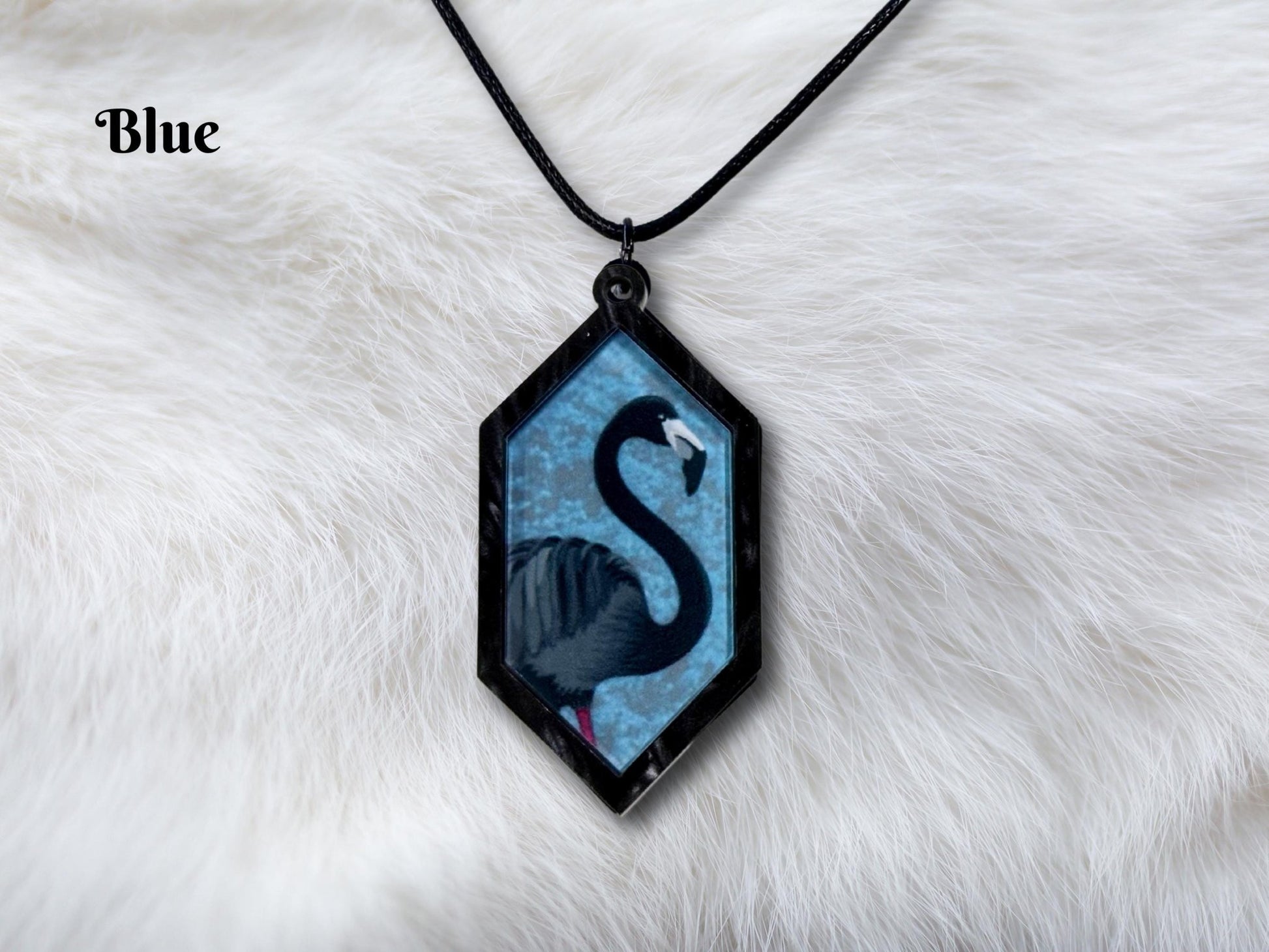 Black Flamingo Pendant Necklace - Painted Raina