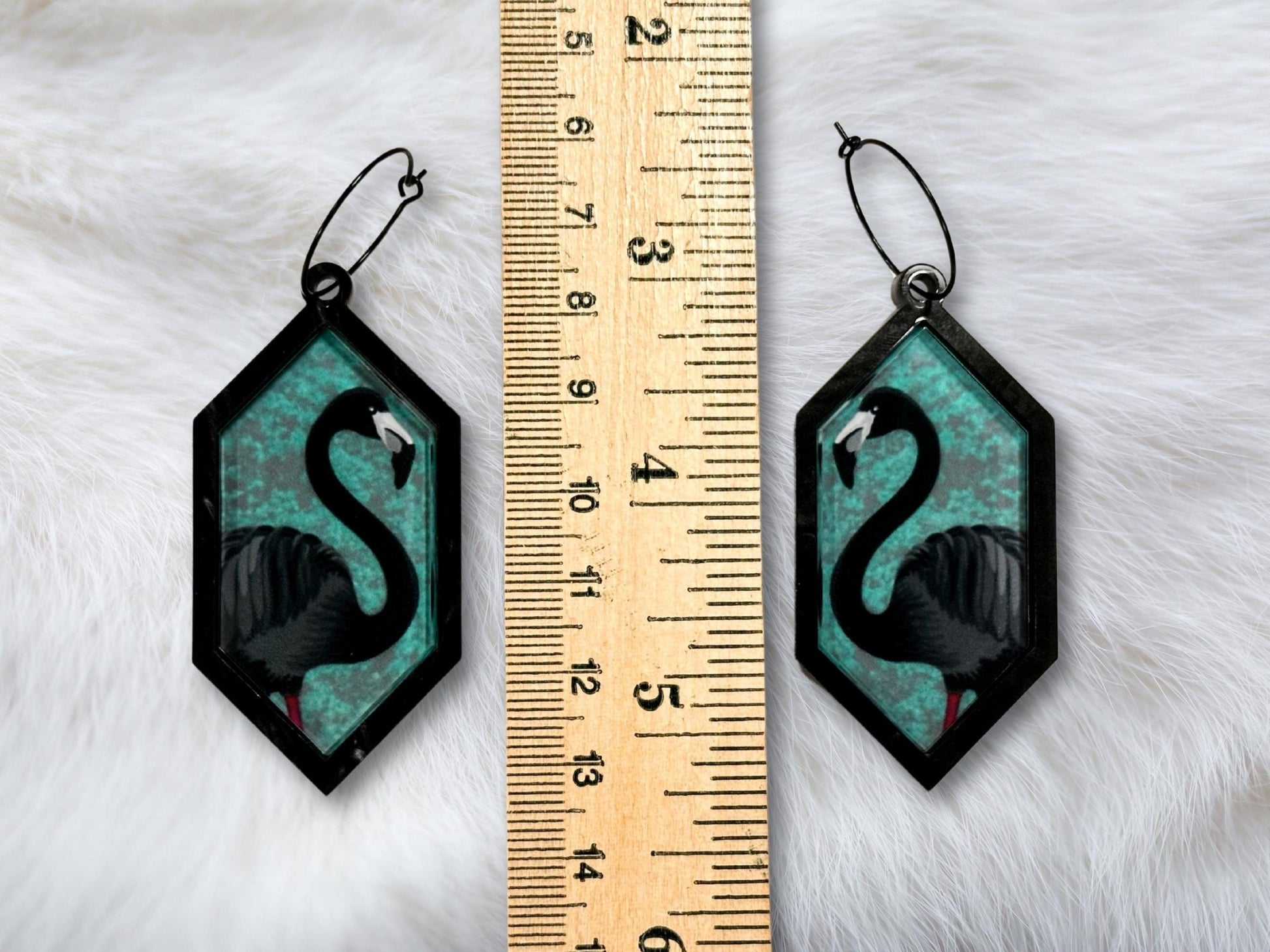 Black Flamingo Statement Earrings - Painted Raina