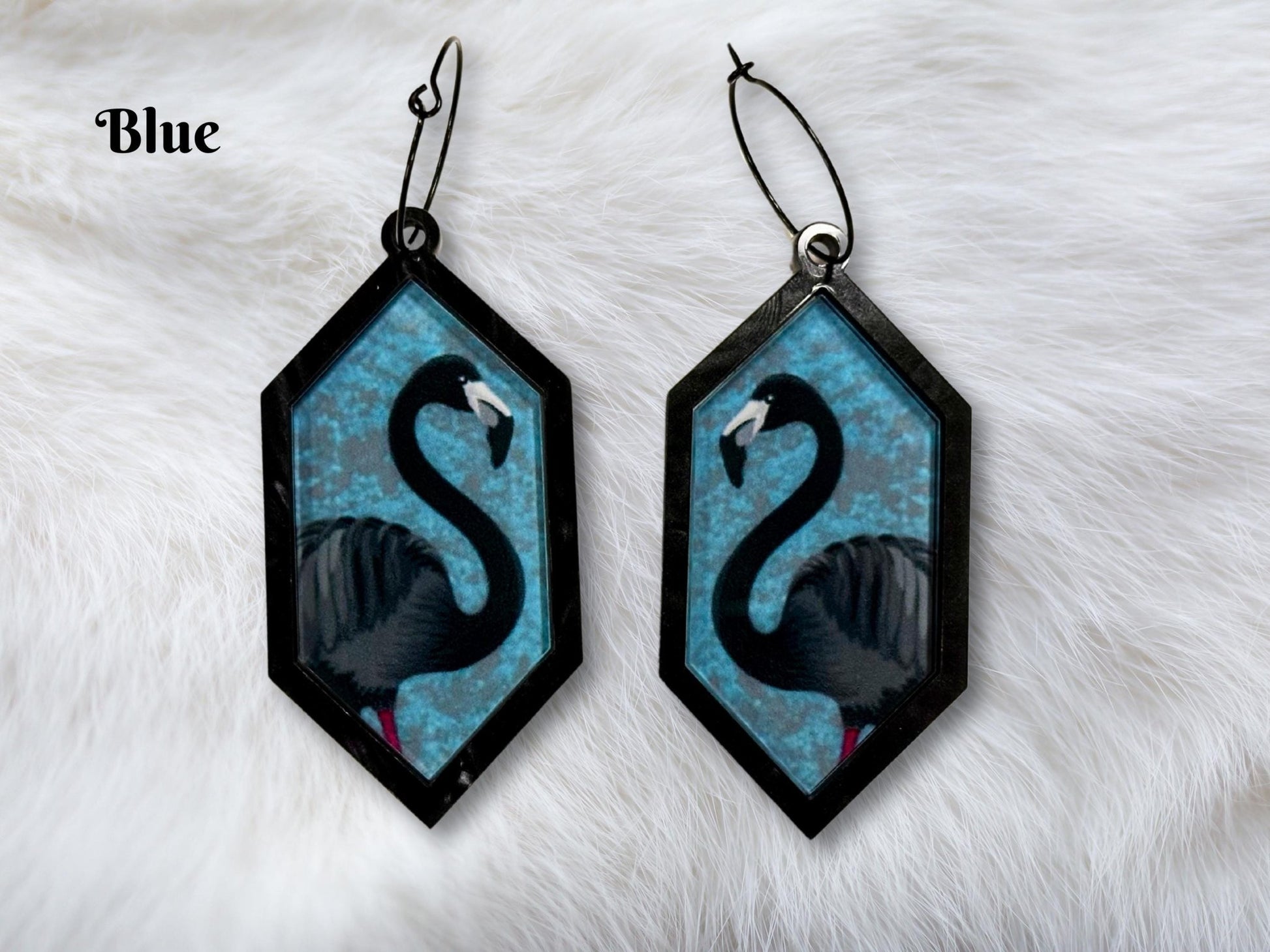 Black Flamingo Statement Earrings - Painted Raina