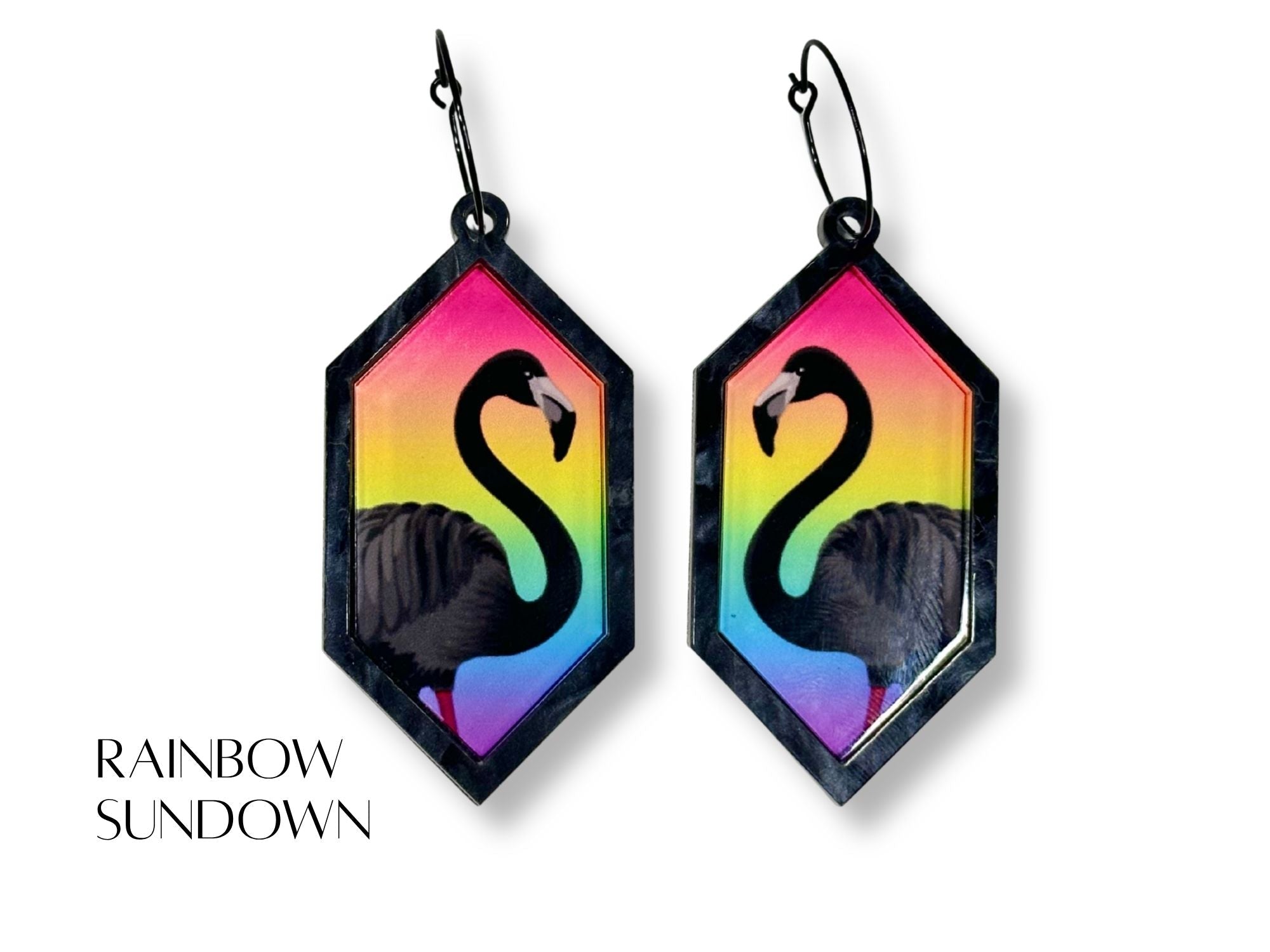 Arcadia Pink flamingo hexagon earrings product photo