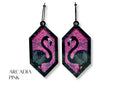 Rainbow Sundown black flamingo dangle earrings