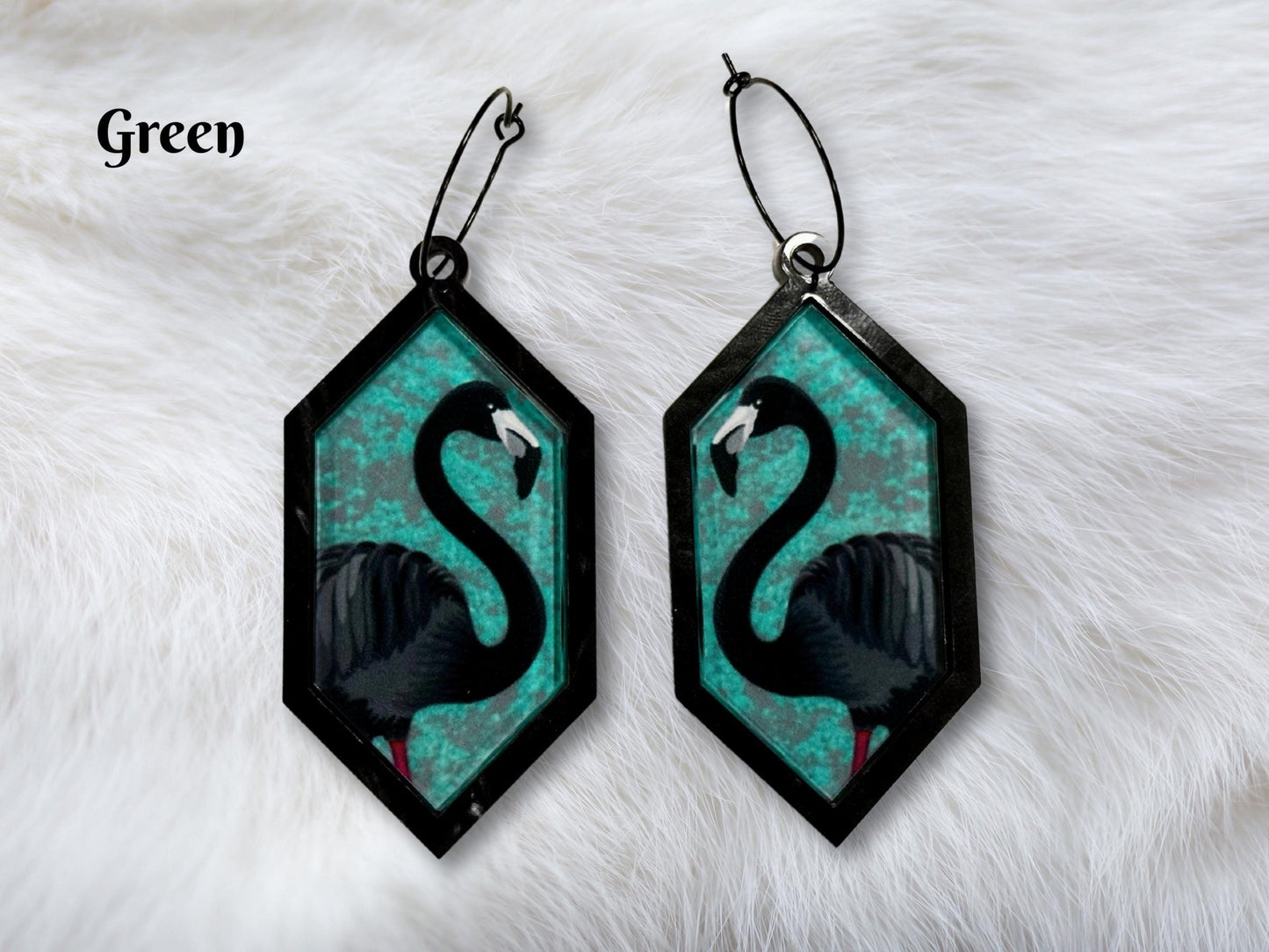Black Flamingo Statement Earrings - Painted Raina