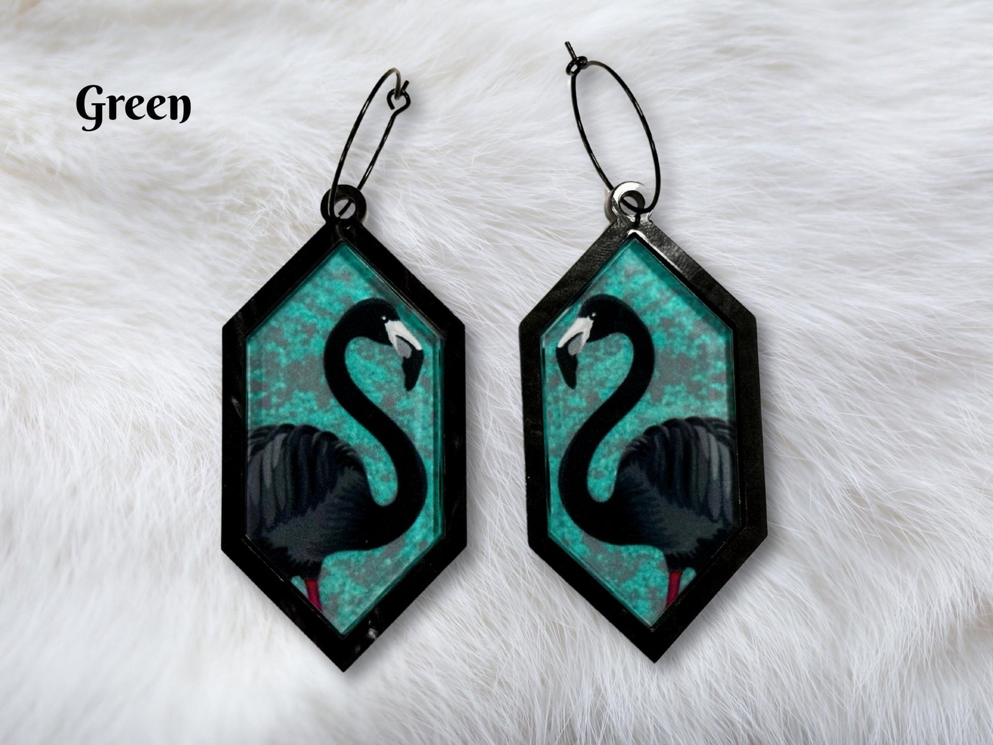 Black Flamingo Statement Earrings - Painted Raina