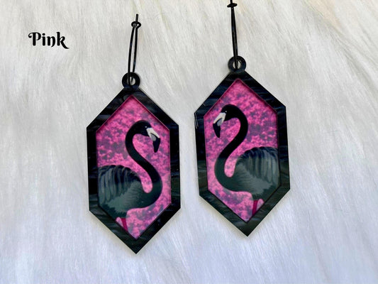 Black Flamingo Statement Earrings - Painted Raina