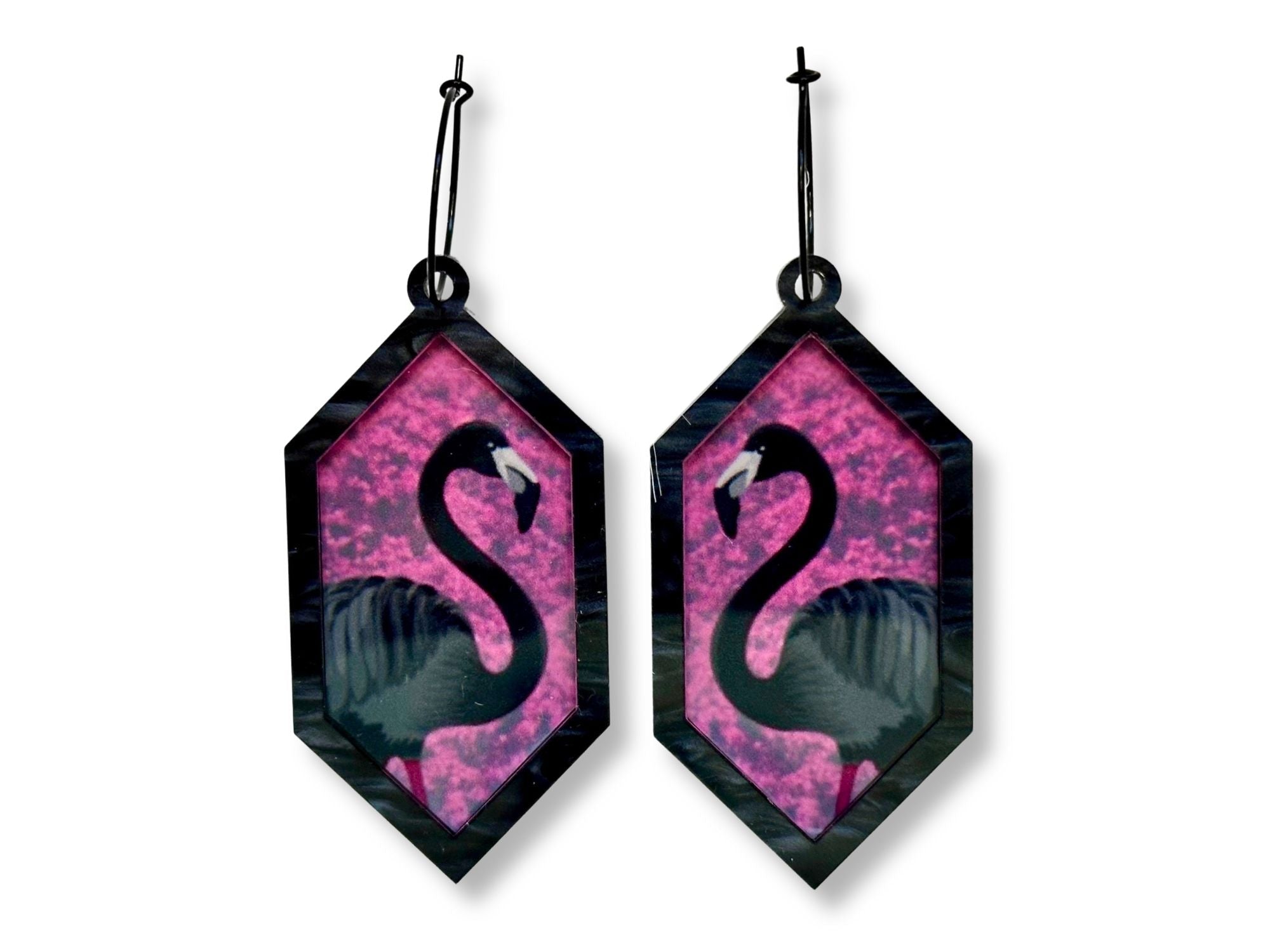 Black Flamingo Statement Earrings