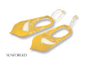Gold mirror Sunforged Bronwyn fantasy statement earrings on white background