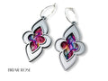 Briar Rose pink stained glass cathedral earrings on white background
