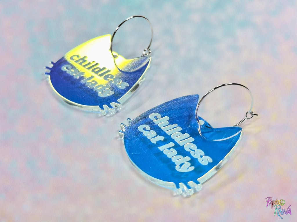 Childless Cat Lady Earrings - Painted Raina