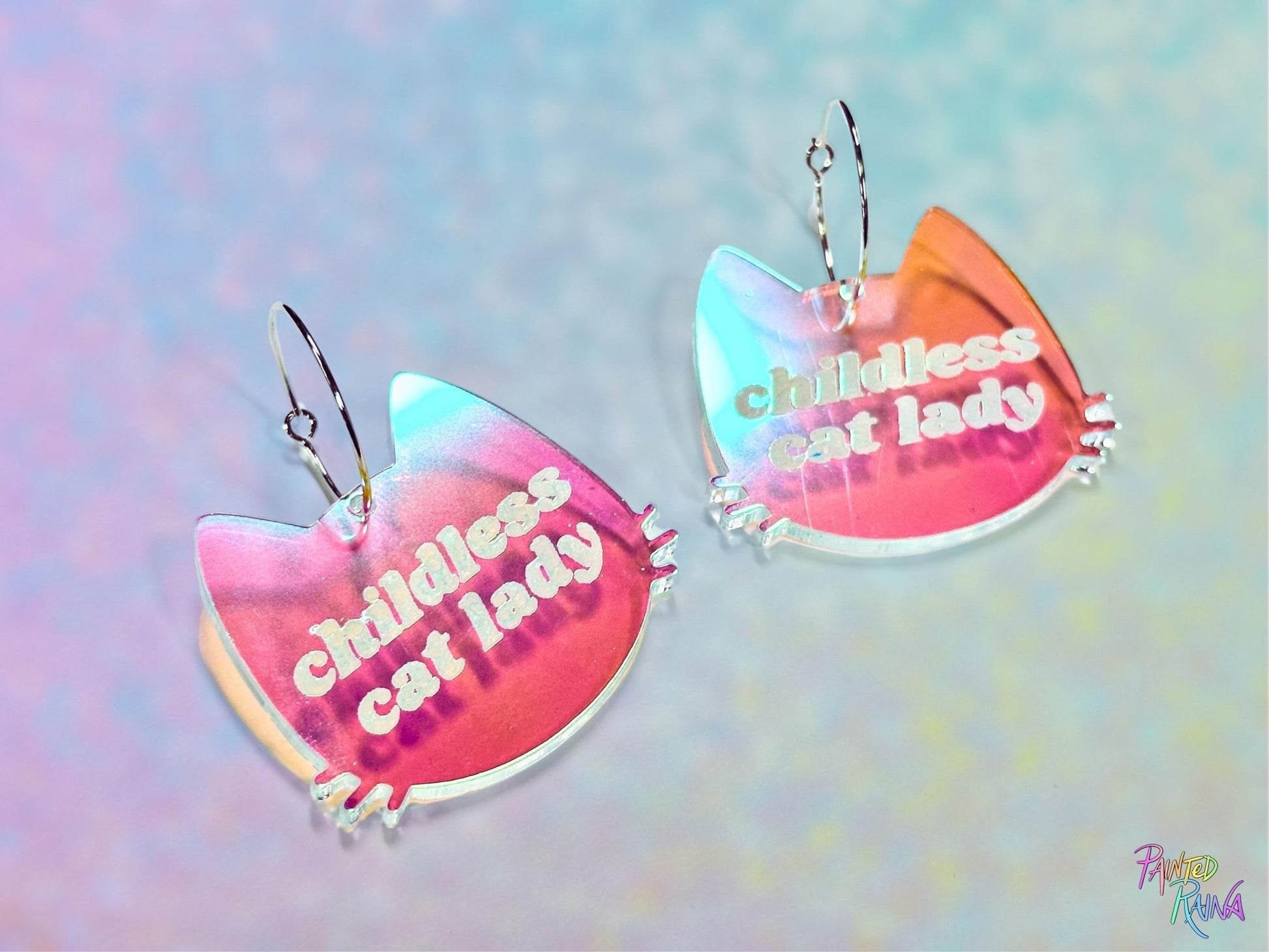 Childless Cat Lady Earrings - Painted Raina