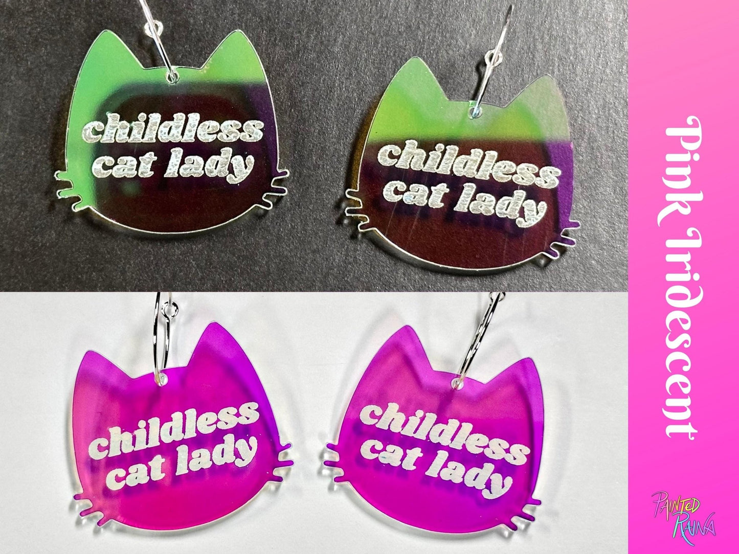 Childless Cat Lady Earrings - Painted Raina