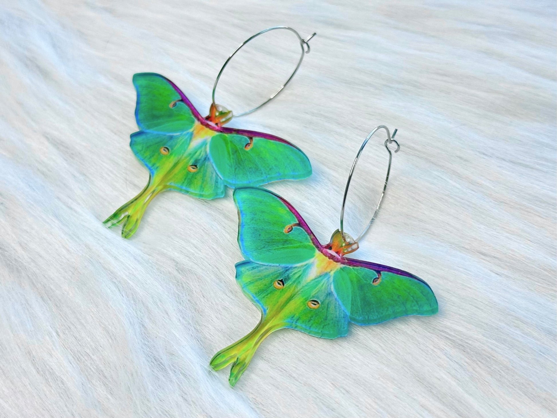 Colorful Luna Moth Earrings - Painted Raina