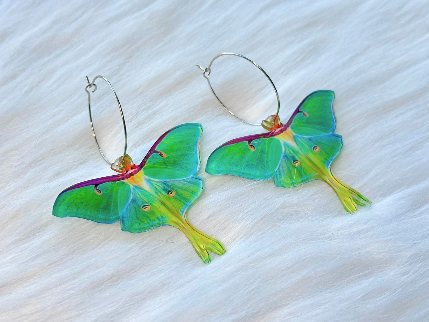 Colorful Luna Moth Earrings - Painted Raina