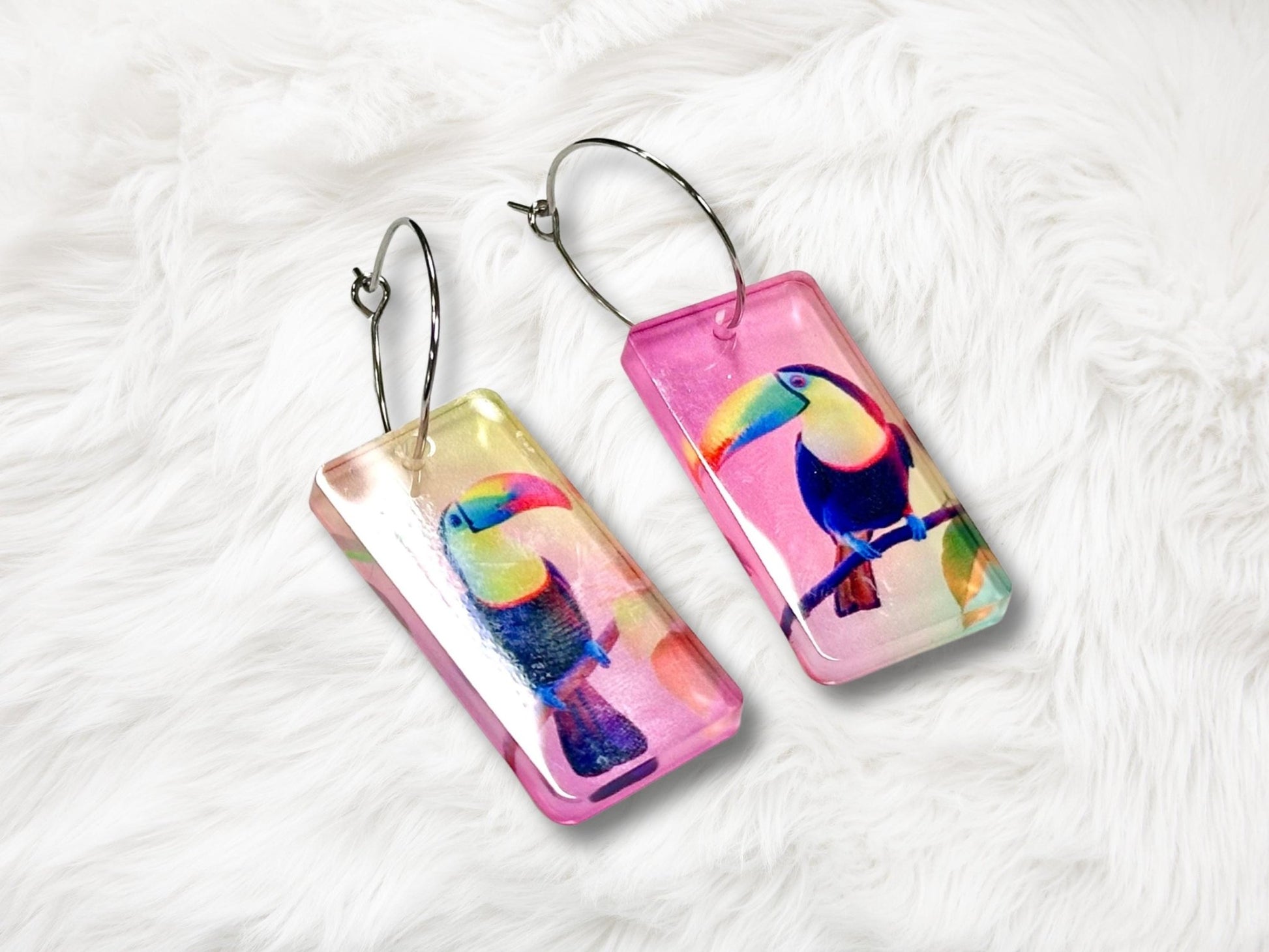 Colorful Toucan Earrings - Painted Raina