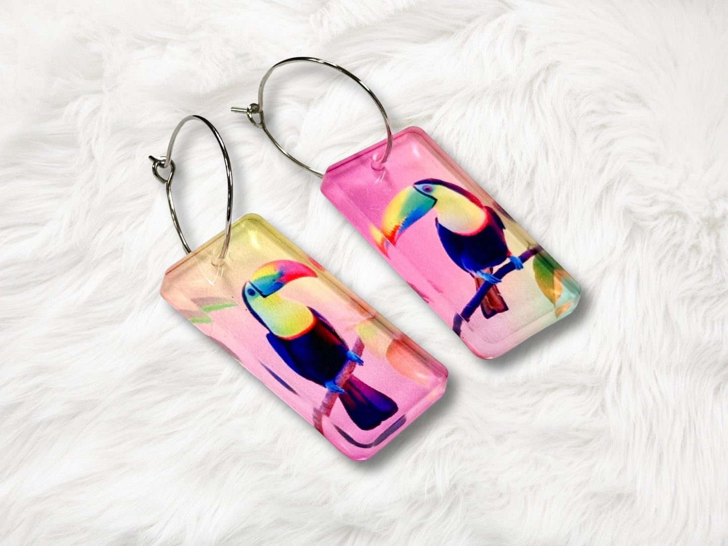 Colorful Toucan Earrings - Painted Raina