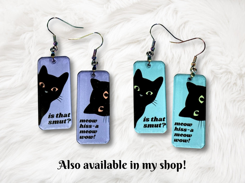 Curious Black Cat Earrings - Painted Raina