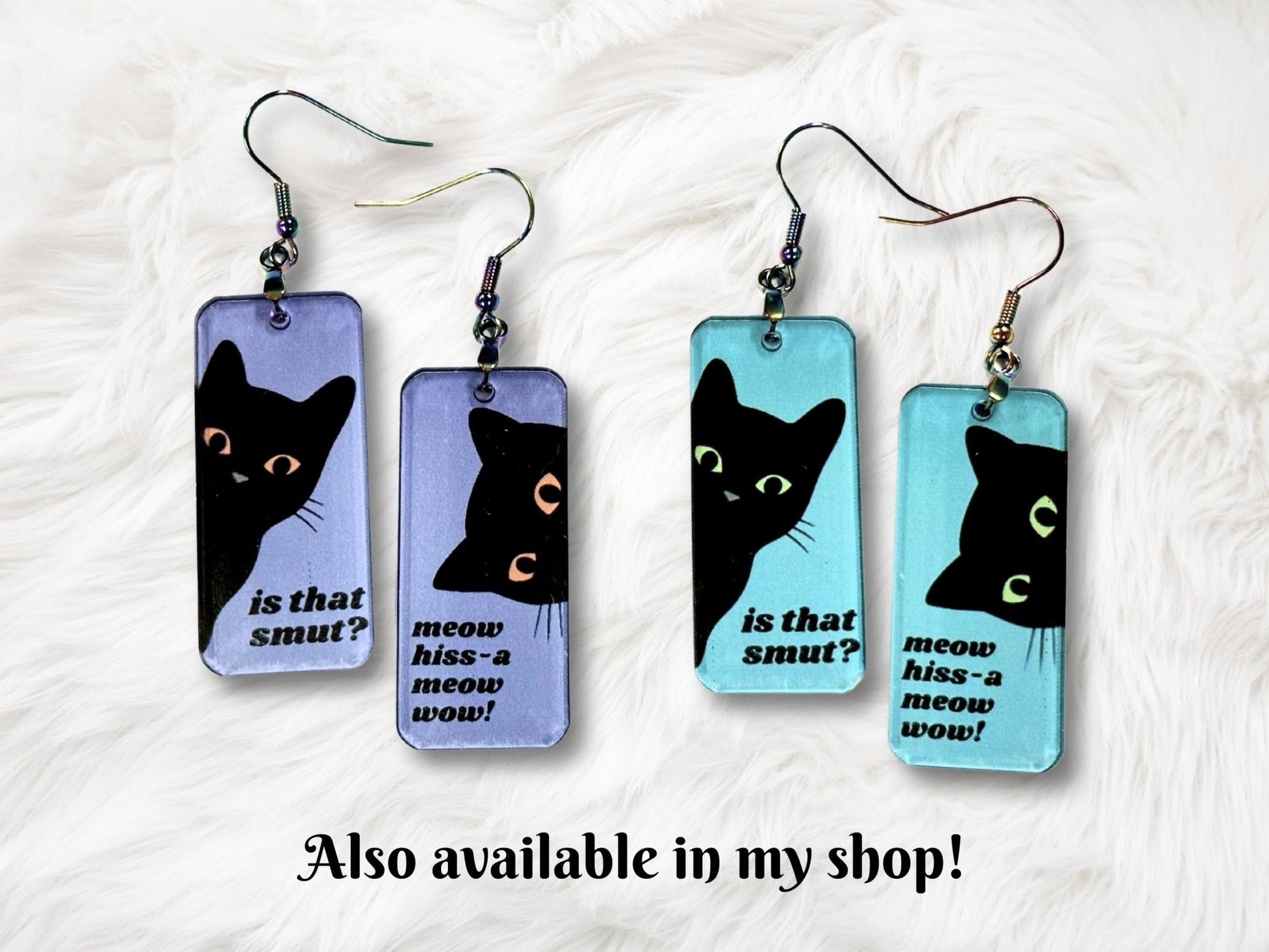 Curious Black Cat Earrings - Painted Raina