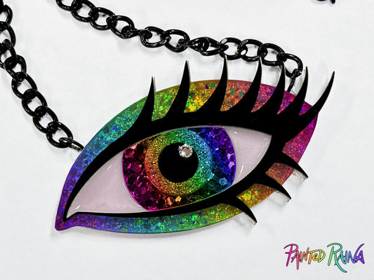 CUSTOM Eye Necklace - Choose your Colors & Chain - Painted Raina