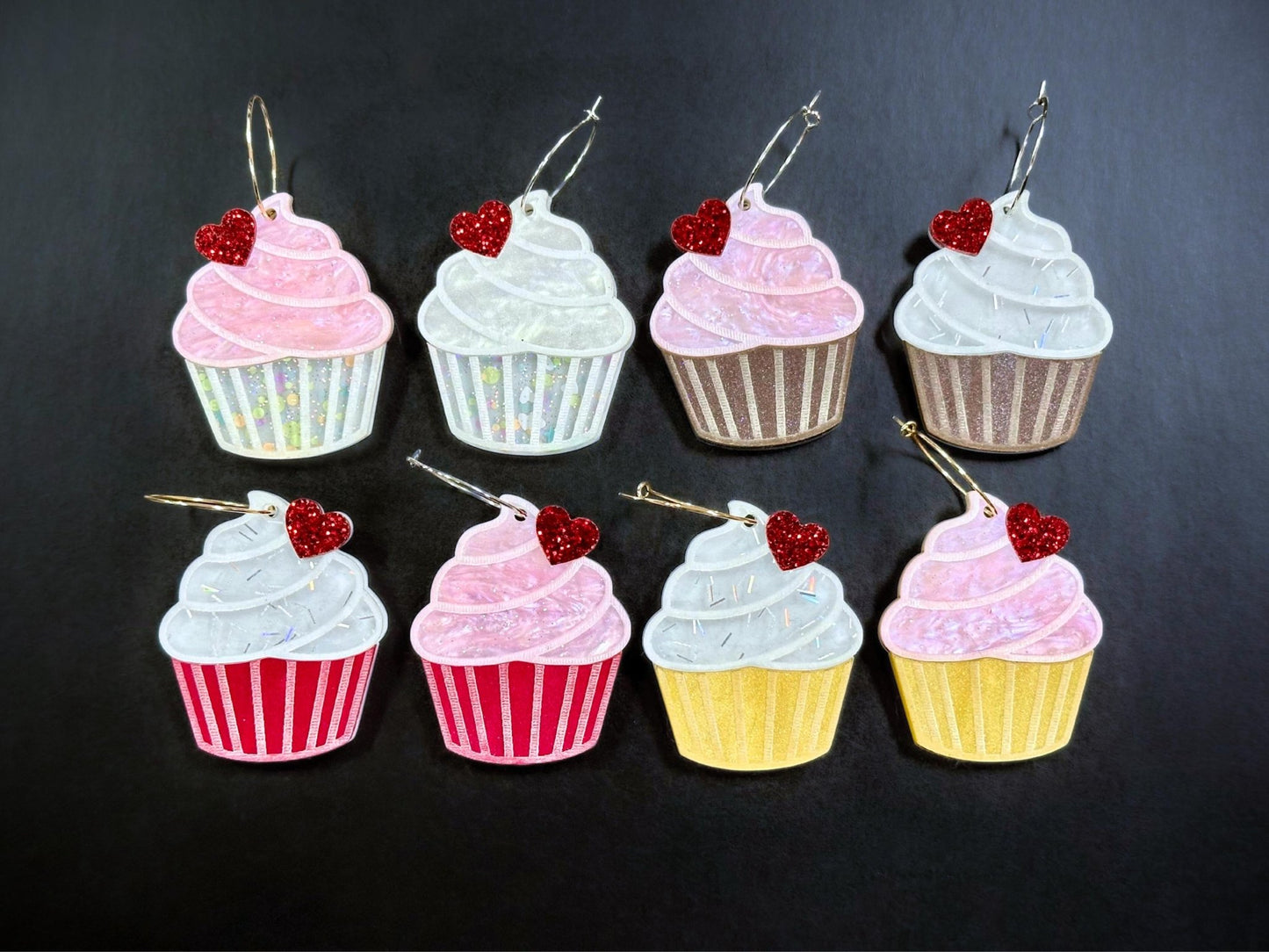 Cute Cupcake Dangle Earrings - Painted Raina