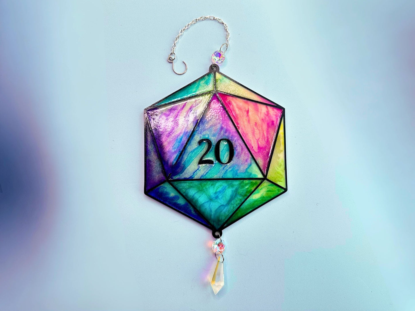 D20 Faux Stained Glass Sun Catcher - Painted Raina