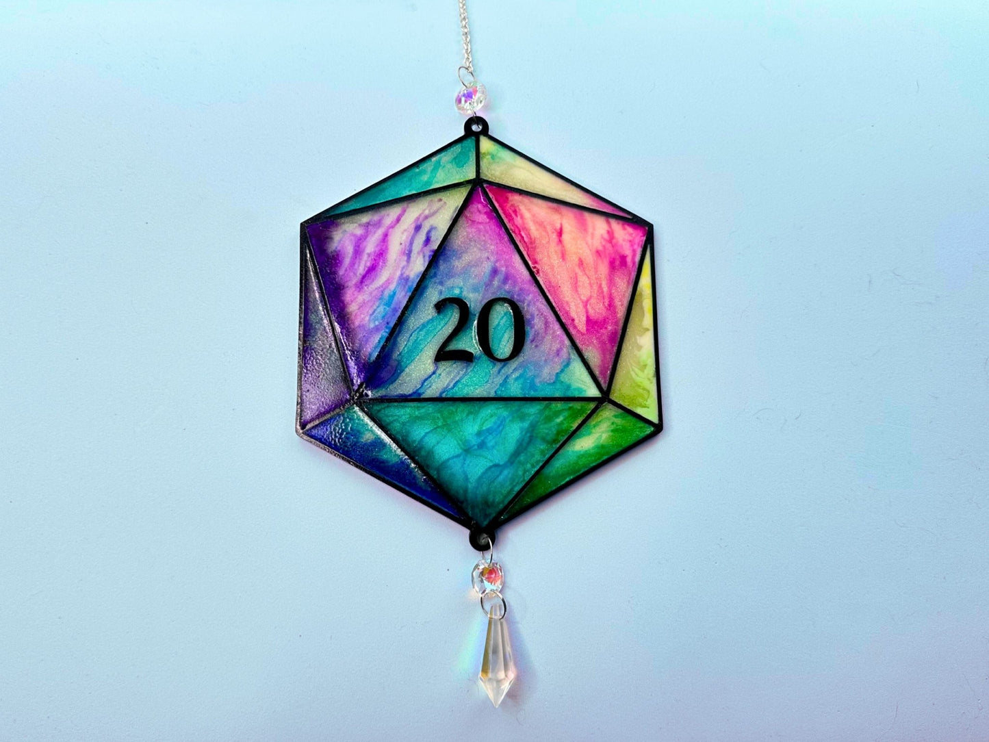 D20 Faux Stained Glass Sun Catcher - Painted Raina