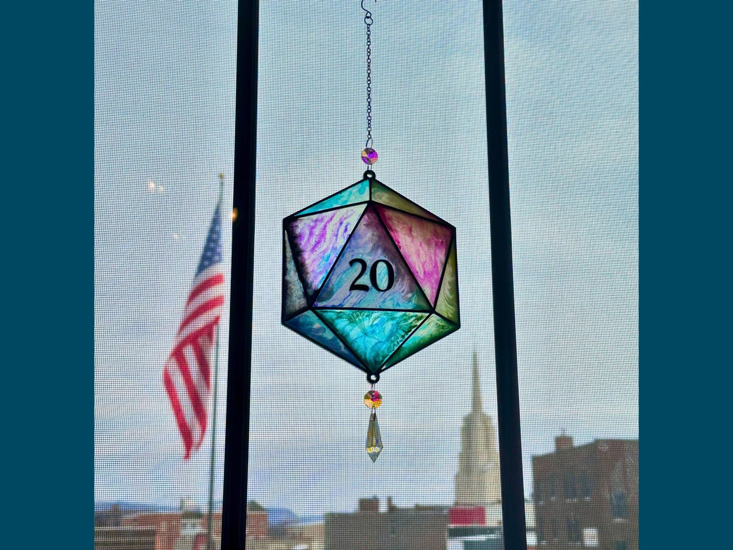 D20 Faux Stained Glass Sun Catcher - Painted Raina