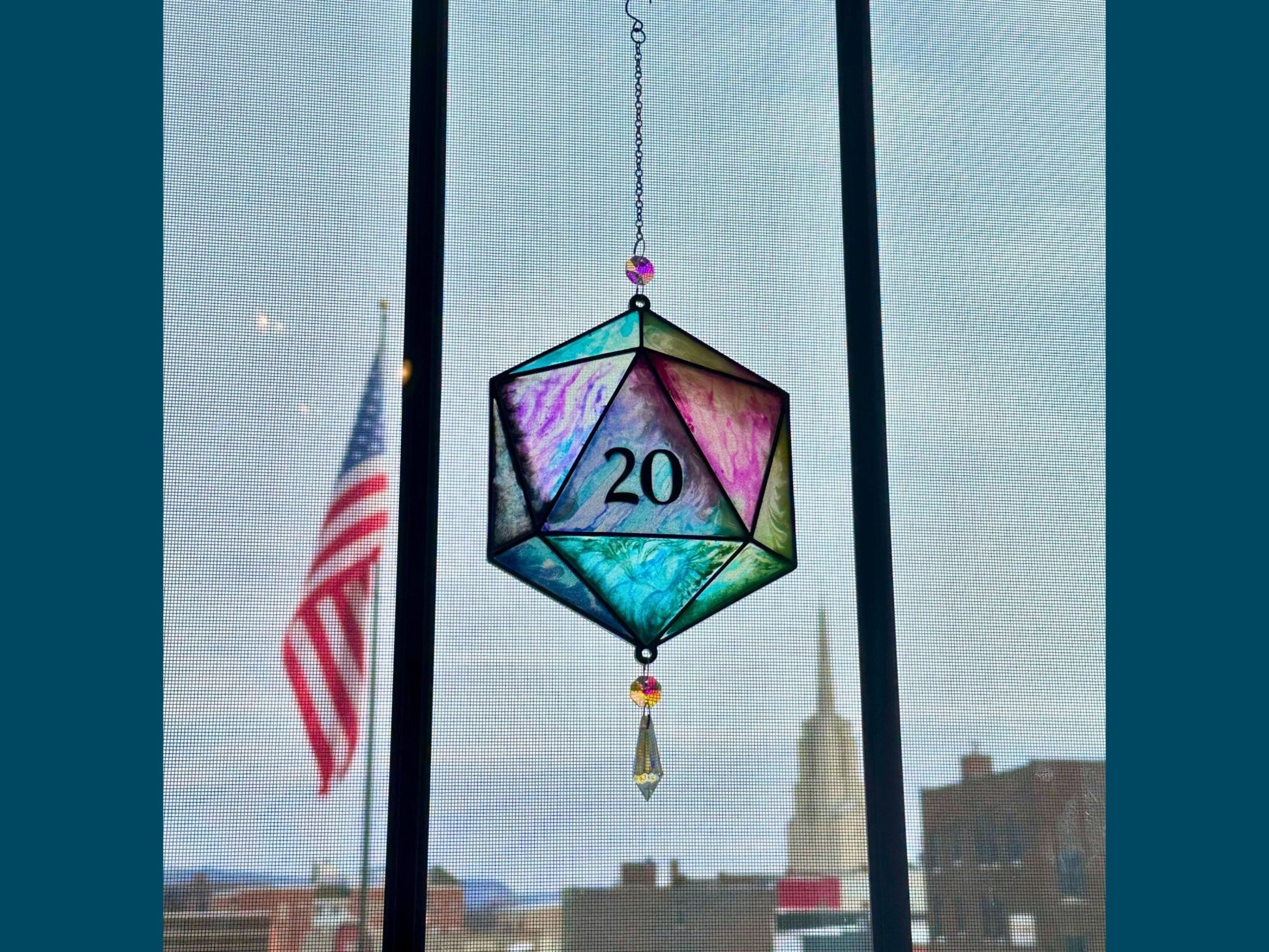 D20 Faux Stained Glass Sun Catcher - Painted Raina