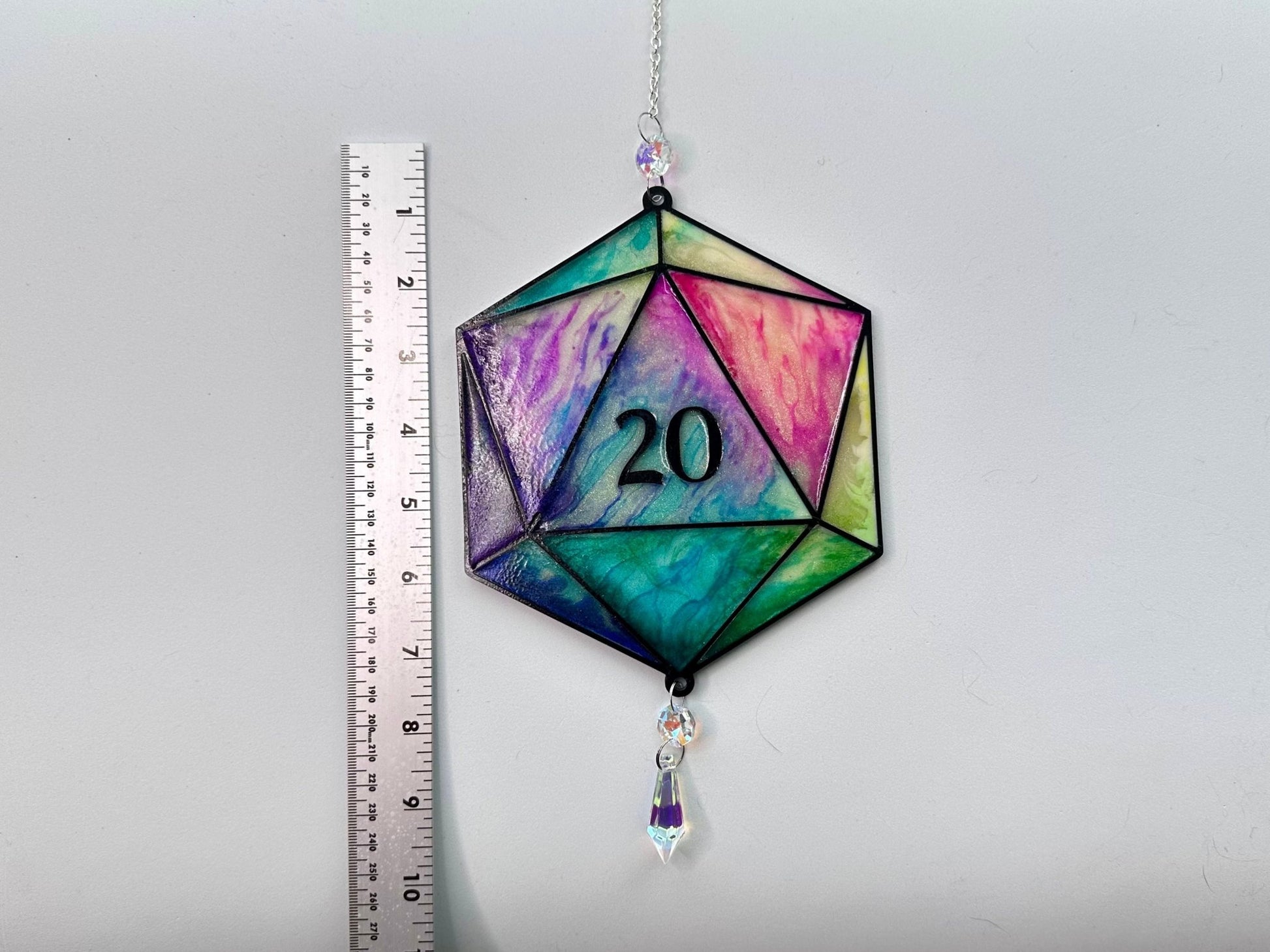D20 Faux Stained Glass Sun Catcher - Painted Raina