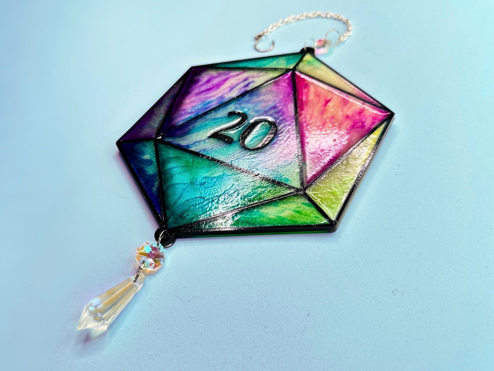 D20 Faux Stained Glass Sun Catcher - Painted Raina