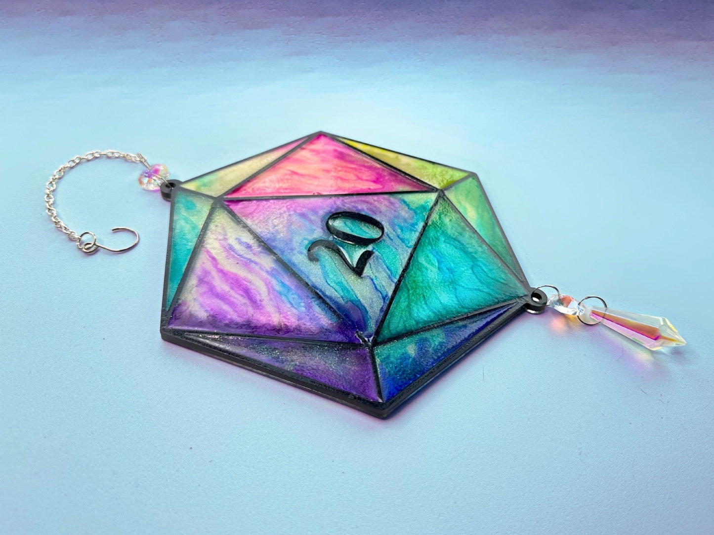 D20 Faux Stained Glass Sun Catcher - Painted Raina