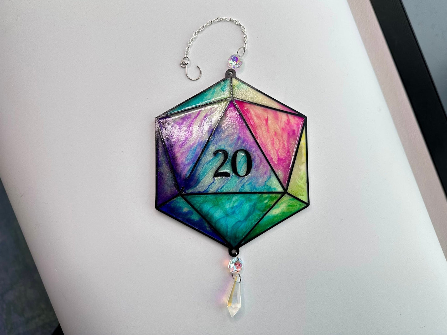 D20 Faux Stained Glass Sun Catcher - Painted Raina