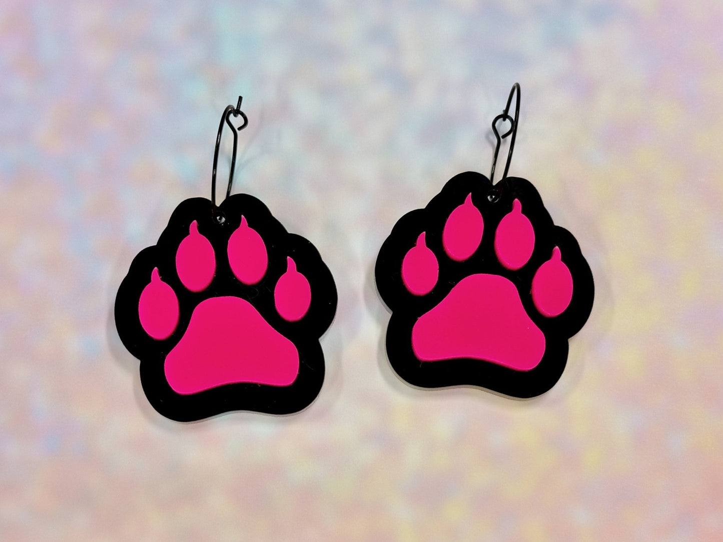 Dagger Mittens Earrings | Cat Paws and Claws Cute Layered Acrylic Dangles - Painted Raina